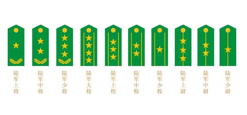 军衔等级肩章排列图片上将最高列兵最低1965年曾取消军衔制